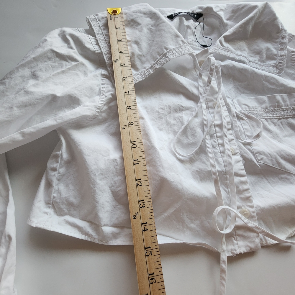 Zara White Blouse with Unique Collar - Picture 5 of 10